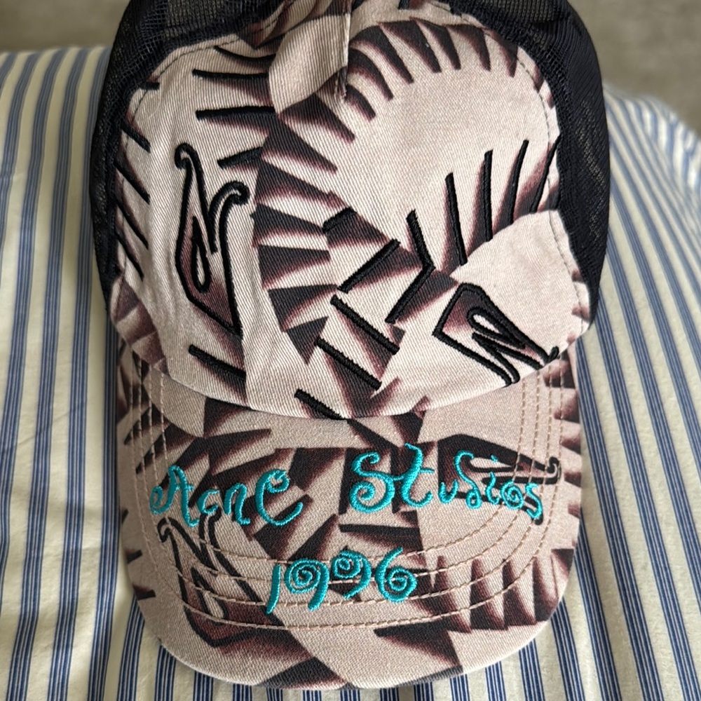 Acne Studios Black and Beige Hat